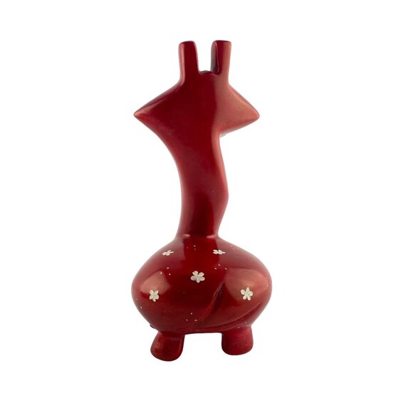 Red Giraffe Figurine Soap Stone Afrikiko Style Kenya Hand Carved Decor - Picture 4 of 10